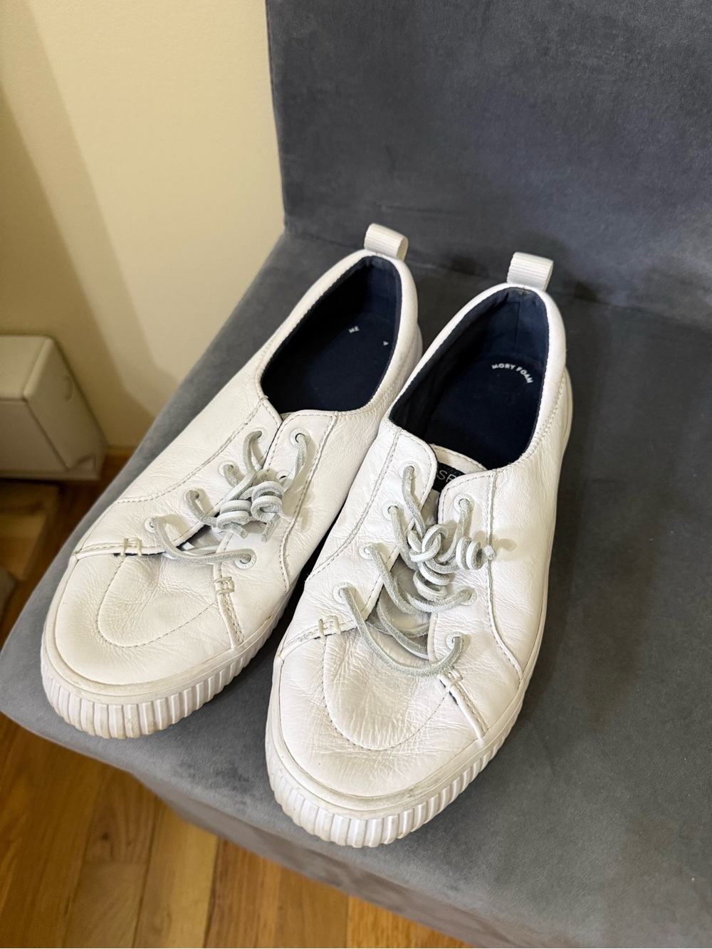 Sperry White Leather Women's Lace-Up Sneakers